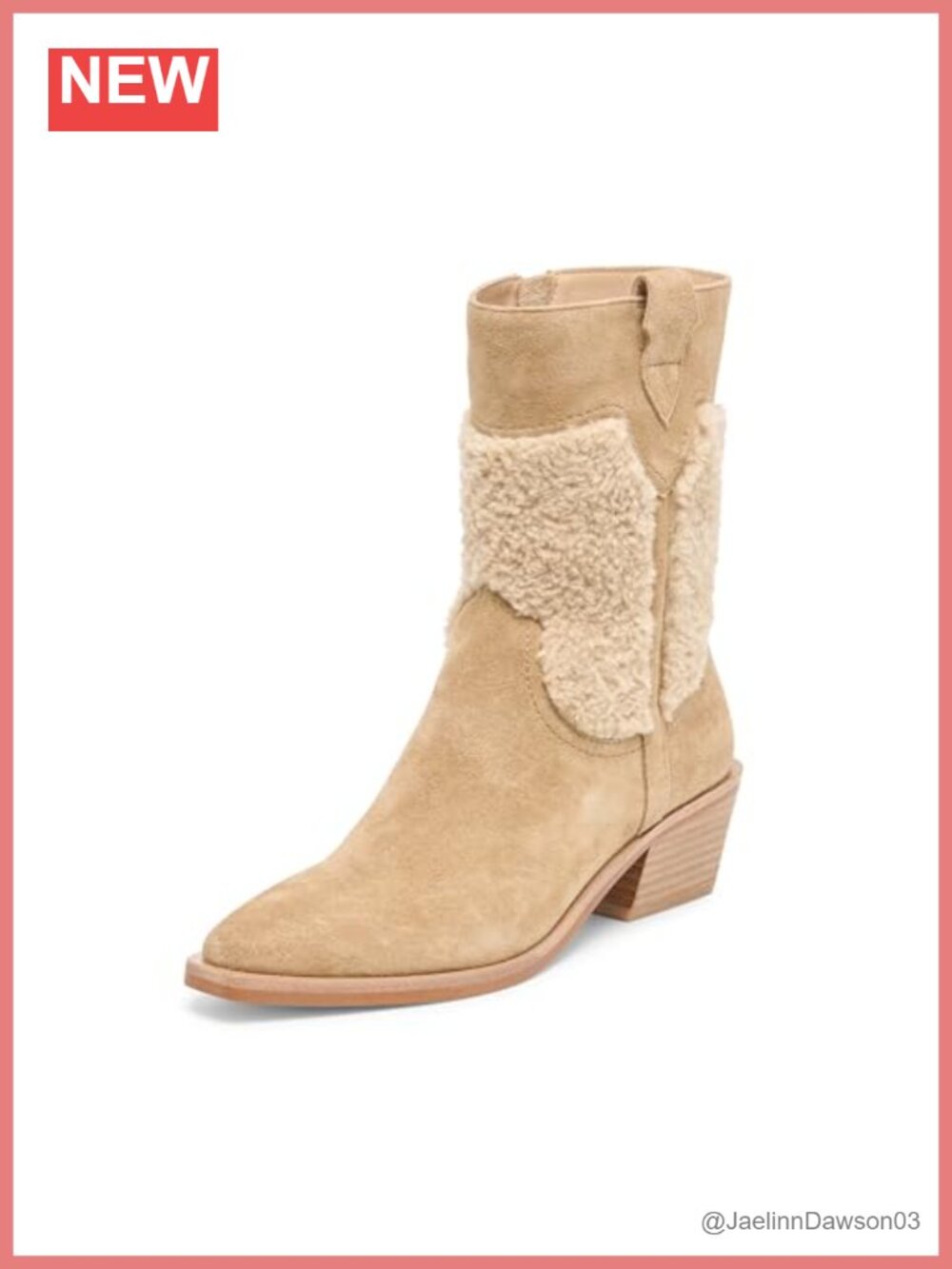 Suede Mid Calf Block Heel Pull-On Boot